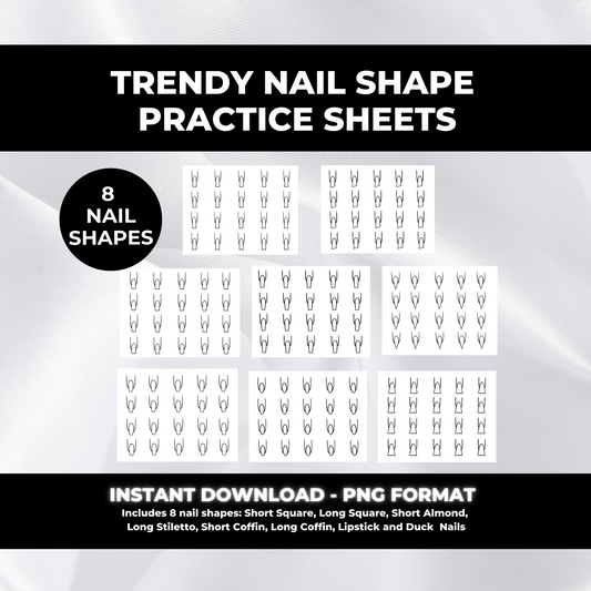 Nail Art Practice Sheets Bundle