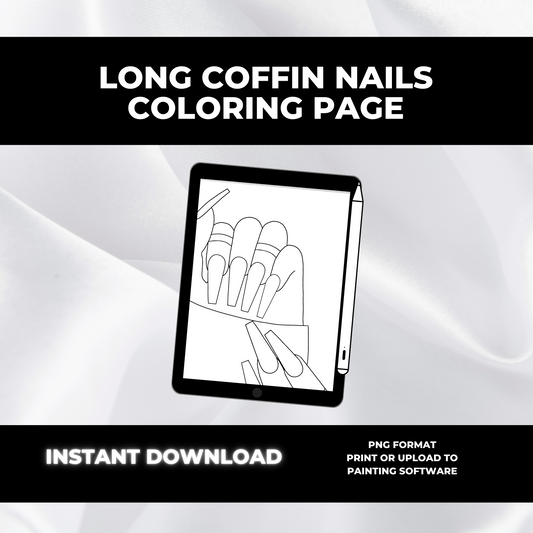 Long Coffin Nails Coloring Page