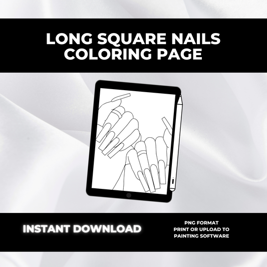 Long Square Nails Coloring Page