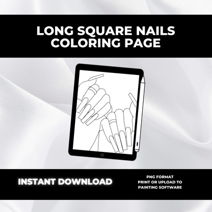 Long Square Nails Coloring Page