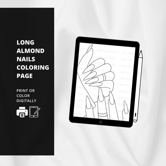 Long Almond Shaped Nails Coloring Page