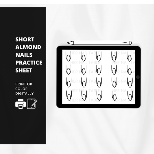Almond Nail Art Practice Sheet