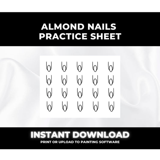 Almond Nail Art Practice Sheet