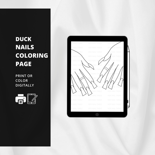 Duck Nails Coloring Page: Nail Art Design Template