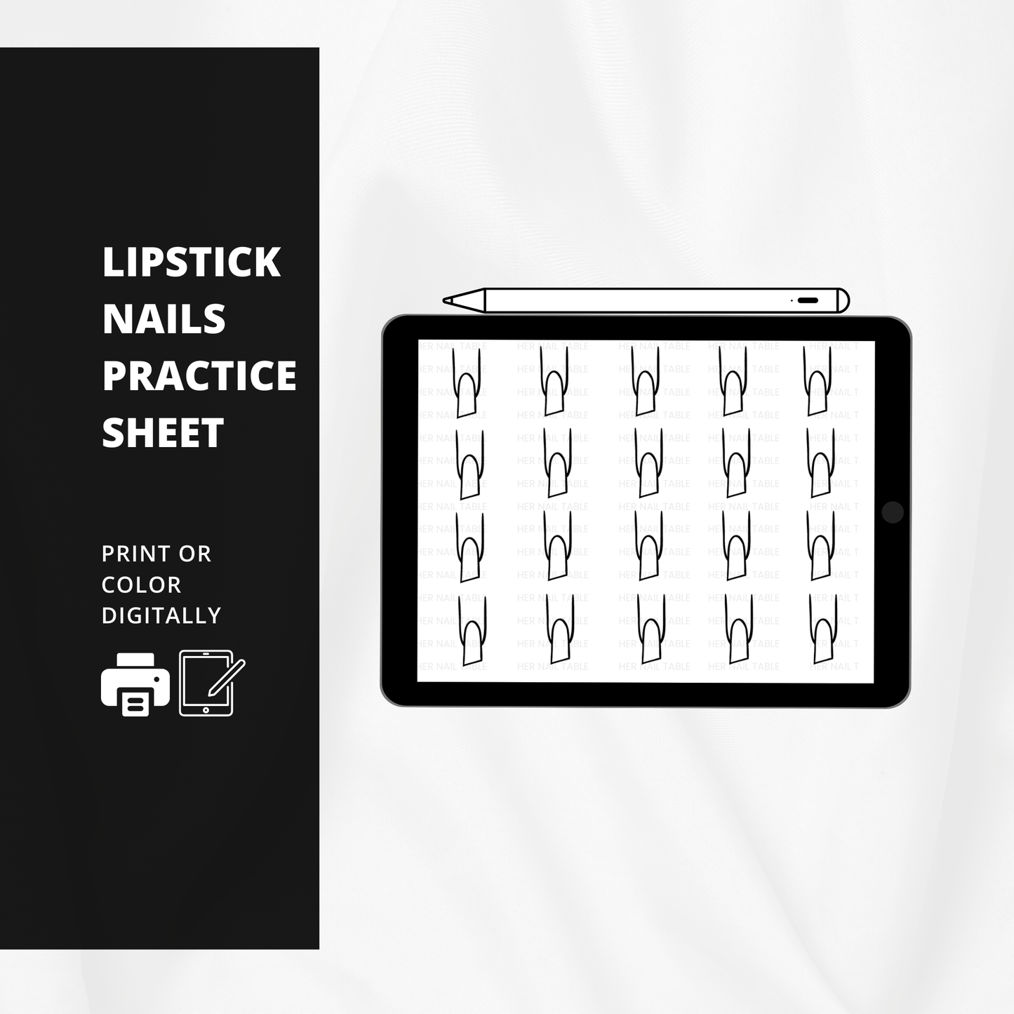 Lipstick Nails Practice Sheet - Template for Nail Techs, Press On Nail Business, Nail Artist