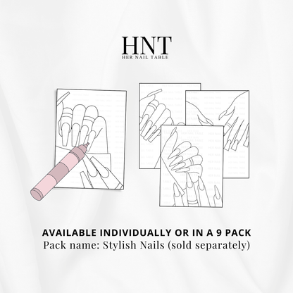 Long Coffin Nails Coloring Page: Nail Art Therapy