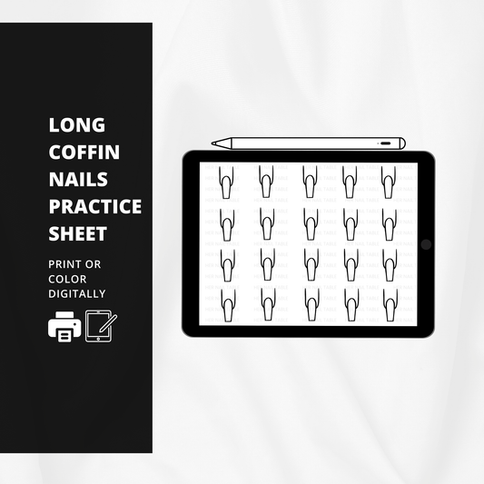 Long Coffin Nail Art Practice Sheet