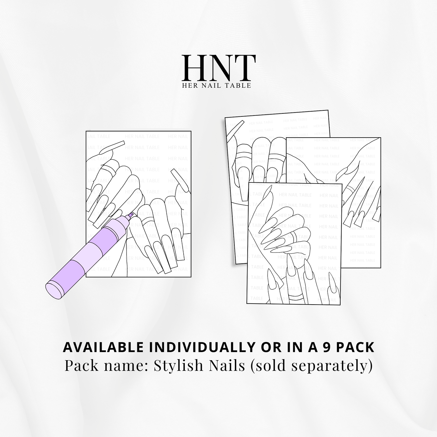 Long Square Nails Coloring Page | Blank Nail Template