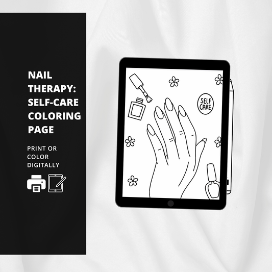 Nail Therapy: Self-Care Coloring Page | Natural Almond Nails
