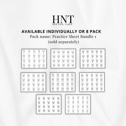 Short Square Nails Practice Sheet | Nail Art Practice Page