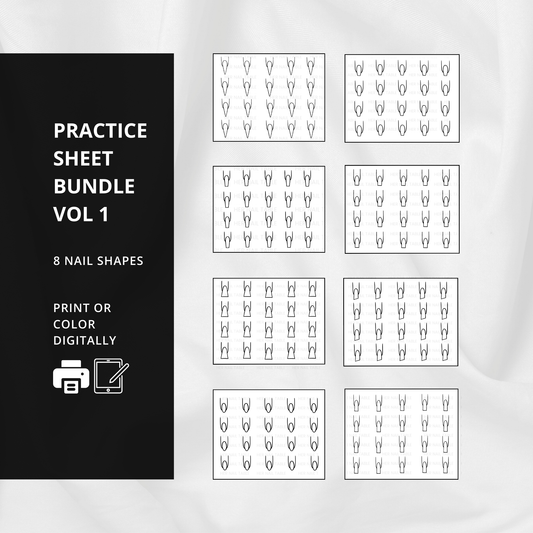 Nail Practice Sheets Bundle Vol 1 | Nail Art Practice Pages