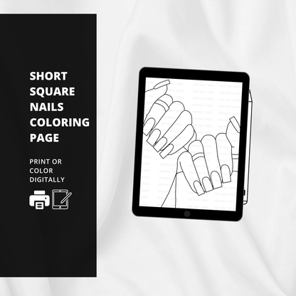 Short Square Nails Coloring Page