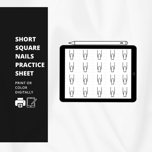 Short Square Nails Practice Sheet | Nail Art Practice Page